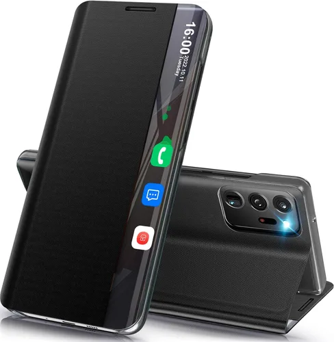 Vista 32 de Funda de teléfono para Samsung Galaxy A16 5G, Clear View Window Funda delgada de lujo para teléfono Galaxy A16 con soporte, funda protectora