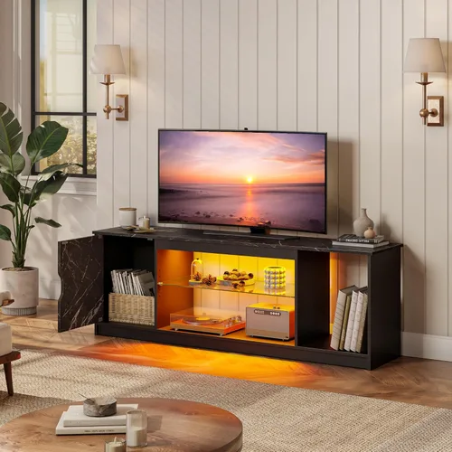 Vista 7 de Bestier - Soporte LED para TV de 57 pulgadas, luz RGB, mármol negro