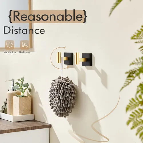 Vista 7 de KOKOSIRI Ganchos para batas de baño, ganchos para toallas, ganchos montados en la pared, accesorios de baño, paquete de 2 unidades, color negro