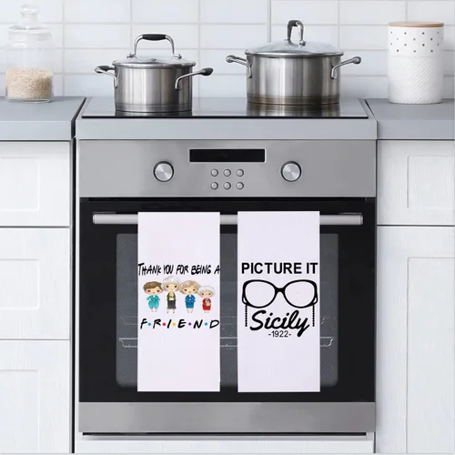 Vista 3 de LXOMILL Toallas de Cocina Divertidas, Regalos para Amigas, Regalos de Cumpleaños de Oro para Mujeres Mejores Amigas Chicas Mamá, Juego de Toallas