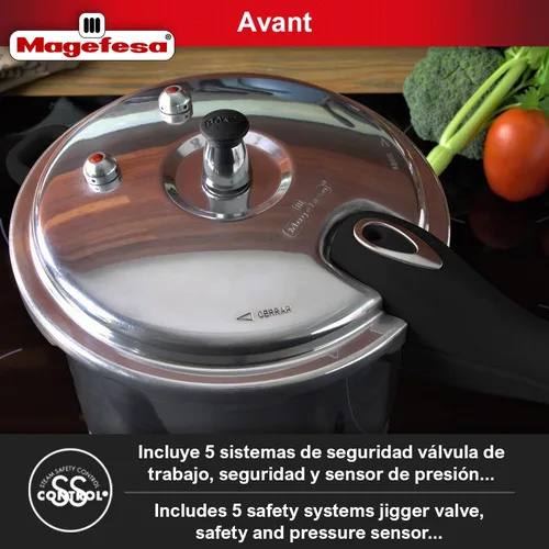 Vista 3 de MAGEFESA Avant - Olla a presión de aluminio de 6.2 cuartos de galón, compatible con estufas de gas, eléctricas y cerámicas, olla a presión