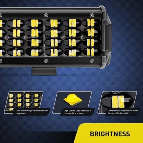 Vista 3 de Nilight 18024C-A barra de 20 pulgadas 420w, combo de punto de inundación de triple fila 42000LM, barra con luces LED para todoterreno o para camiones