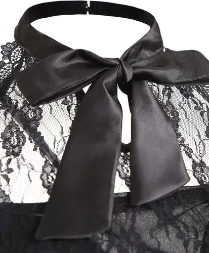 Vista 4 de Yevin Vestido gótico renacentista de corsé, disfraz de vampiro, ropa gótica para mujer (negro)