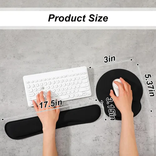 Vista 2 de Juego de 8 almohadillas ergonómicas para mouse y reposamuñecas para teclado, soporte de espuma viscoelástica para escribir cómodamente, accesorios