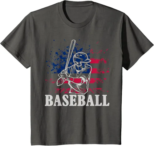 Vista 44 de Camiseta de béisbol deportiva estadounidense con bandera estadounidense, Negro, S