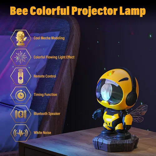 Vista 2 de Proyector de estrellas con luz de galaxia, proyector de luz nocturna de abeja y galaxia, proyector de luz de techo de estrella con control remoto