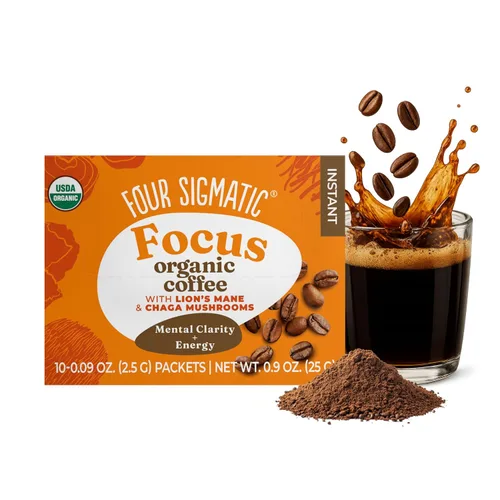 Vista 14 de Four Sigmatic - Café instantáneo de tostado medio orgánico adaptógeno con ashwagandha, chaga y tulsi, apoyo inmunológico y alivio del estrés, Keto