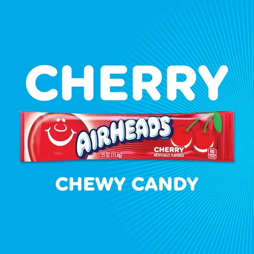 Vista 4 de Airheads Barras de caramelo de tamaño completo, cereza, caja de 36