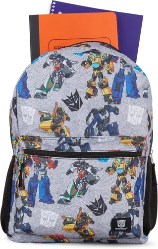 Vista 7 de Transformers Optimus Prime Allover Mochila - Optimus, Prime, Megatron y Bumblebee - Bolsa escolar Transformers, Gris