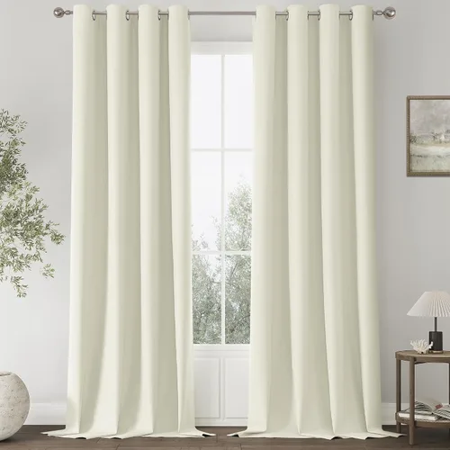 Vista 52 de ChrisDowa Cortinas 100% Opacas de Abedul Sólido de 45 Pulgadas de Largo, 2 Paneles para Dormitorio y Sala de Estar, Estilo Granja Oscurecedoras