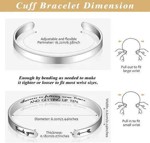 Vista 2 de Fumete 12 pulseras inspiradoras a granel para mujeres, joyería grabada personalizada motivacional para regalos de compañeros de trabajo