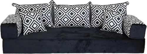 Vista 21 de arabicsofa Sofá de piso turco hecho a mano con almohadas de respaldo, cojines de piso árabes Diwan para sala de estar Negro