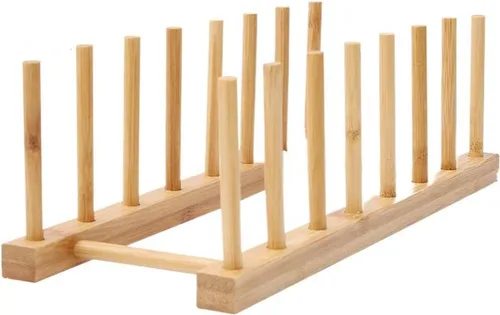 Vista 4 de KazUp Simple Madera Cocina Bowl Rack Placa Plato Olla Tapa Rack Hogar Almacenamiento Rack