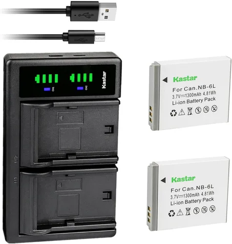 Vista 5 de Kastar Reemplazo del cargador de batería USB NB-6L LTD2 para Canon NB-6L NB6L, NB-6LH NB6LH, Canon CB-2LY Charge, Canon Digital IXUS 200 IS, cámara