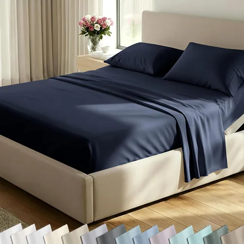 Vista 62 de California Design Den Juego de sábanas de lujo tamaño King - 100% algodón, 600 número de hilos, sábanas King de bolsillo profundo, ropa de cama