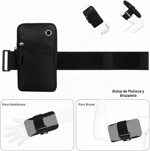Vista 6 de Funda para brazaletes para teléfono celular para mujer, compatible con teléfono celular de 6.28 pulgadas, pantalla completa, color negro