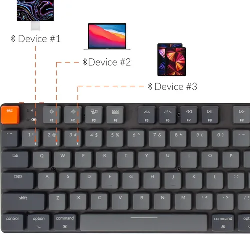 Vista 4 de Keychron K5 SE Teclado mecánico inalámbrico ultradelgado con Bluetoothcable USB intercambiable en caliente con interruptor rojo óptico de bajo