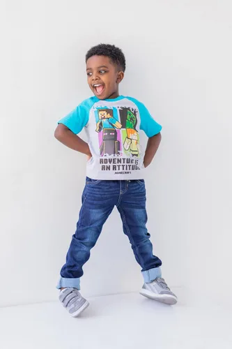 Vista 2 de Minecraft Paquete de 3 camisetas gráficas de manga corta para niños de Mobs