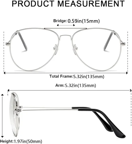 Vista 5 de AISSWZBER Lentes de aviador transparentes con marco de metal clásico prémium