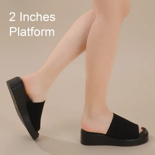 Vista 3 de Leevar Sandalias de plataforma para mujer Sandalias de plataforma acolchada de espuma viscoelástica suave Sandalias de plataforma sin espalda