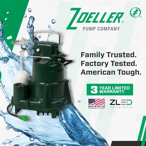 Vista 12 de Zoeller Bomba de sumidero M98 Flow-Mate - 1/2 HP - Hierro fundido - Enchufe de alimentación LED - Alto flujo - Turbina de vórtice - Hardware