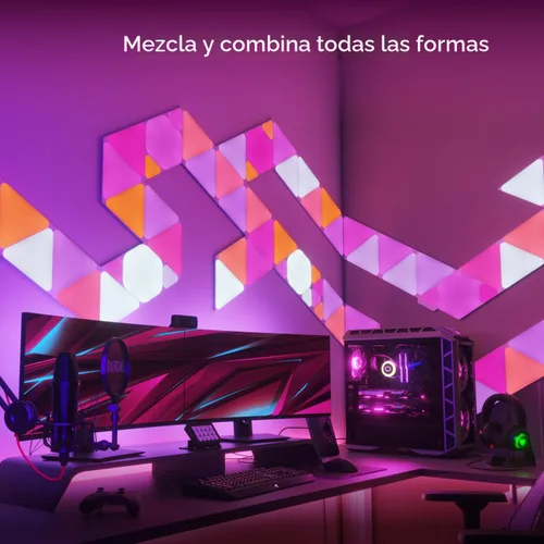 Vista 8 de Nanoleaf Shapes Hexagons Smarter KIT 7 Paneles - Multicolor