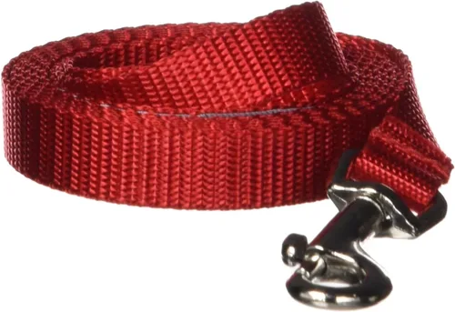 Vista 2 de Correa de nailon rojo mediano para perro: 3/4" de ancho, 6 pies de longitud - fabricada en Estados Unidos.