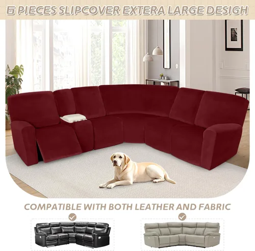Vista 275 de Arfntevss Fundas de sofá seccional reclinable de terciopelo, Funda de sofá seccional de esquina para sofá reclinable, Funda elástica suave