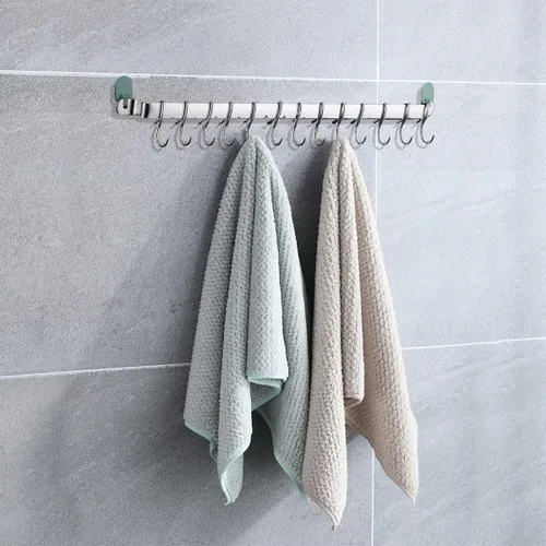 Vista 5 de Kyraton Organizador de Riel para Utensilios de Cocina - Estante Gourmet Montado en la Pared con 14 Ganchos para Colgar Cuchillos, Tazas, Espátulas