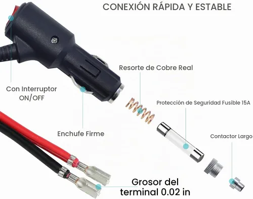Vista 3 de SPARKING - Encendedor de cigarrillos de repuesto de 12 voltios con enchufe macho - Encendedor de 1 pie, 12 voltios y 15 amperios con interruptor
