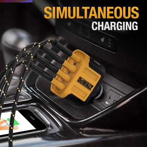 Vista 9 de DEWALT Auriculares inalámbricos Bluetooth con banda para el cuello y cargador rápido de coche de 60 W de 4 puertos