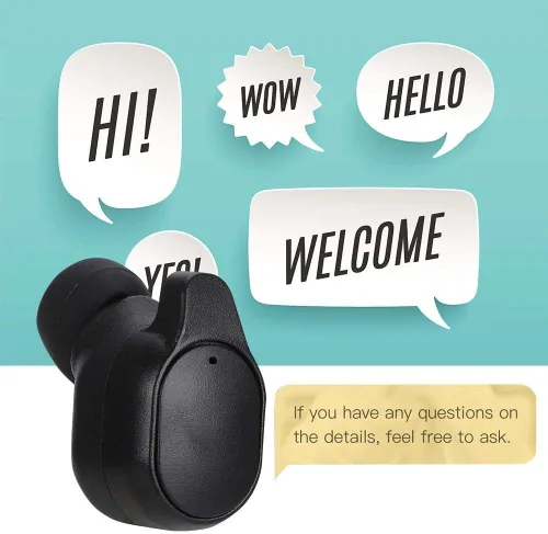 Vista 2 de PUSOKEI Auriculares Bluetooth5.0, dispositivo de traductor de idioma inteligente de un solo oído con caja de carga, traductor inteligente de más