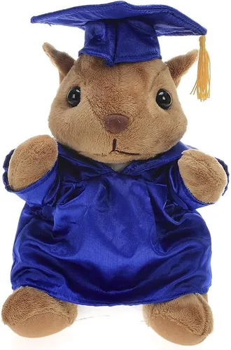 Vista 9 de Plushland Juguetes de peluche de ardilla, regalos para el día de graduación, texto personalizado, nombre o logotipo de tu escuela en el vestido, lo