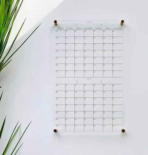 Vista 2 de Large Clear Acrylic Monthly Calenda for wall Dry-Erase Message White Board Calendar Wall Mounted Office Home Family Organization Tools Must Haves