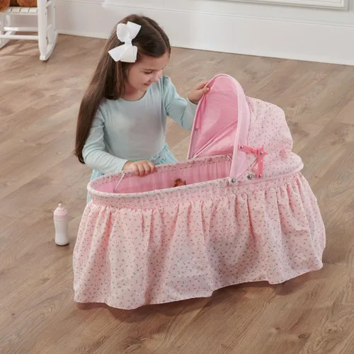 Vista 9 de Badger Basket Cuna plegable para muñecas con tela capullo rosa (se ajusta muñecas de fabricación estadounidense)