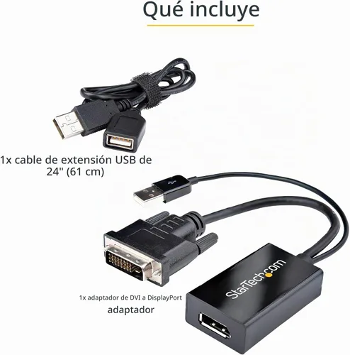 Vista 7 de StarTech DVI-D a DisplayPort - Adaptador y convertidor, 1920x1200, USB