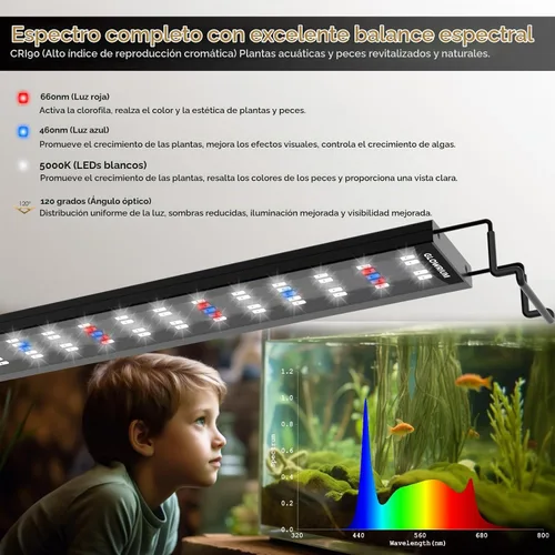 Vista 2 de GLOWRIUM - Luz de espectro completo para acuario de agua dulce (36-41 pulgadas)