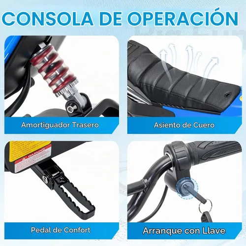 Vista 2 de Winado 24V Kids Electric Dirt Bike, Electric Motorcycle Mini Bike, Blue Azul