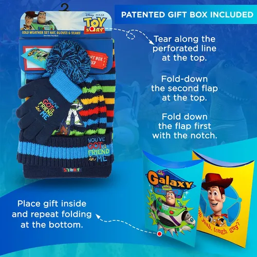 Vista 3 de Toy Story - Bufanda de invierno y guantes de nieve para niños y niñas juego de 3 piezas lindo y cálido para exteriores incluye caja de regalo
