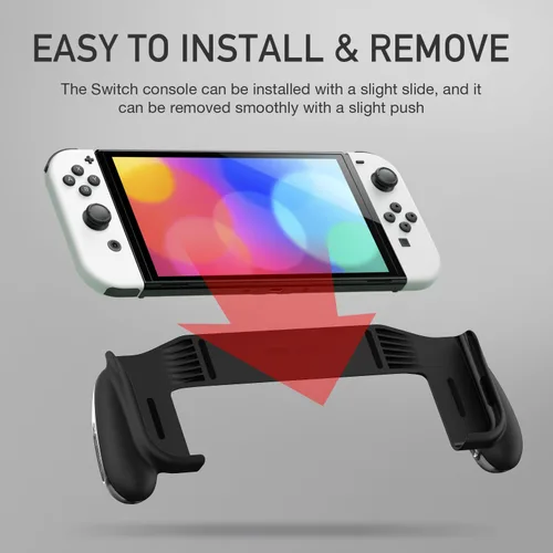 Vista 5 de POWNEW Grip Case Compatible with Nintendo Switch & OLED, Ergonomic HandheldGrips with 5 Game Slots for Nintendo Switch OLED & Regular