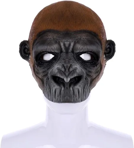 Vista 4 de 1 máscara de mono de Halloween, máscara de gorila, máscara de orangután para Halloween, Navidad, Pascua, carnaval, fiesta de máscaras, accesorios