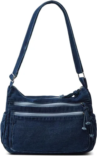 Vista 8 de Bolso de hombro grande retro para mujer de lona de denim, bolso cruzado de denim, bolso ligero informal, bolso de mano con asa superior