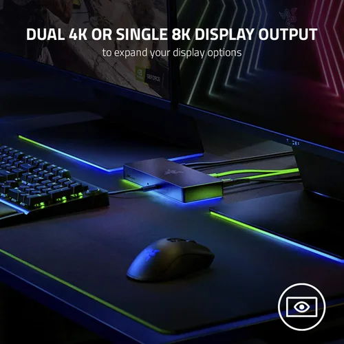Vista 4 de Base Thunderbolt 4 de Razer: 10 puertos en 1 - Salida de video doble 4K o única 8K - Hub USB A y C, 2.5 GbE Thunderbolt 3, compatible con Mac y PC