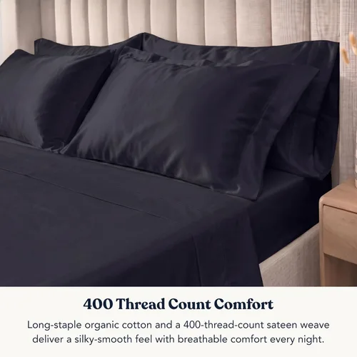 Vista 4 de GOTS Certified 100% Organic Cotton Flat Sheet, 400TC Long Staple Cotton, Ultra Soft, Silky, Moisture-Wicking, Smooth & Breathable, Best Sheets for