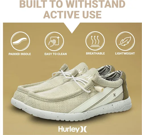 Vista 5 de Hurley - Mocasines elásticos con cordones para niños, zapatos de lona para niños y niñas - Cómodos, duraderos, elegantes - Zapatillas de moda