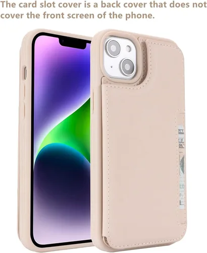 Vista 3 de iCoverCase Funda protectora de piel sintética compatible con iPhone 14 Plus con tarjetero, para mujeres y hombres, bloqueo RFID, funda protectora