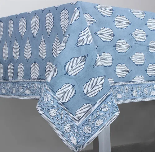 Vista 36 de Ridhi Mantel rectangular con estampado de bloque de mano verde espárragos Espárragos Verde Gadd