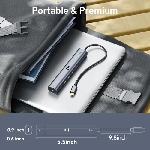 Vista 7 de Concentrador USB C de 10 Gbps con pantalla de video de 4K a 60Hz, Selore 5