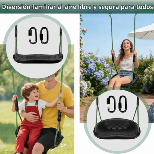 Vista 7 de Asiento de columpio resistente, columpio para niños pequeños y asiento de columpio plano antideslizante con cuerdas ajustables, accesorios