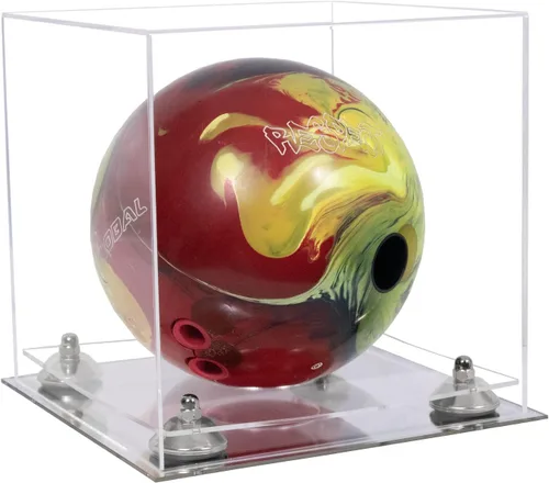 Vista 94 de Better Display Cases Acrylic Bowling Ball Display Case with Mirror Case, Yellow Risers and Clear Base (B33/A028)